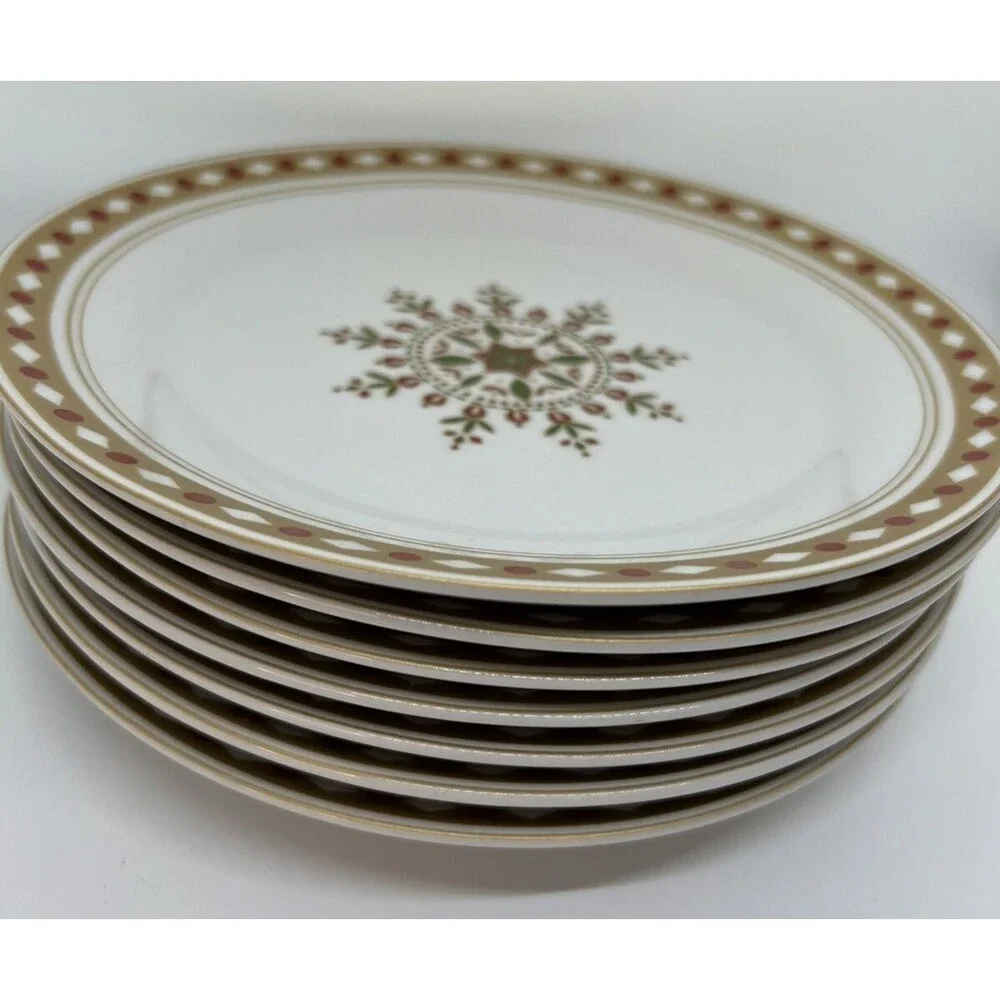 7 holiday Christmas plate Snowflake gold nordic snowflake Red Gold 7.5